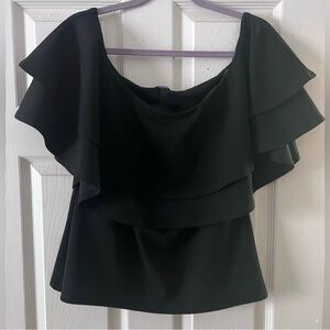 Elegant Black Ruffle Women's Top